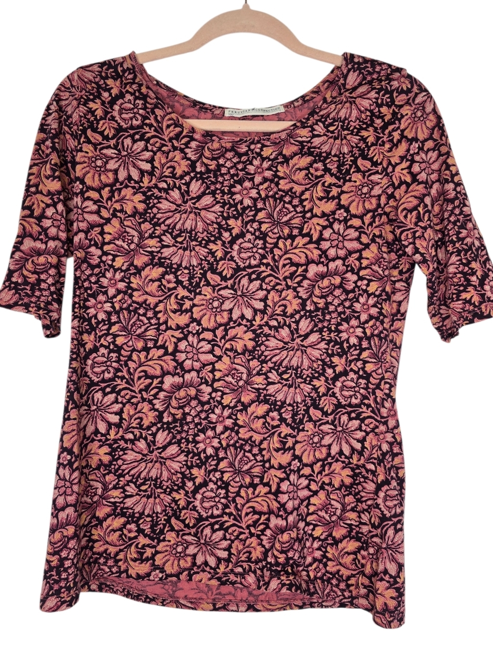Peruvian Connection floral-print top with an all-over pink and purple floral